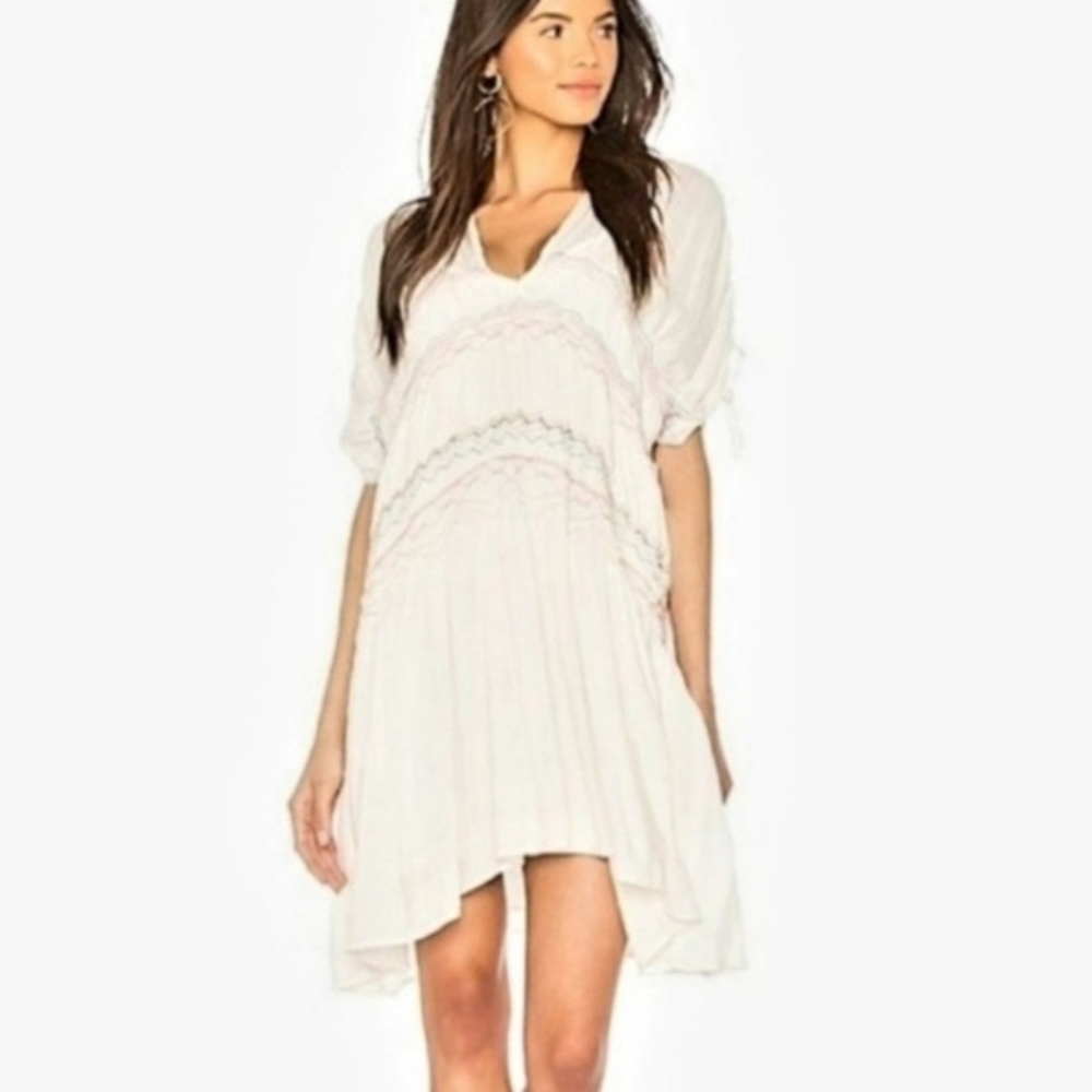 Free People Love On The Run Boho Smocked Mini Dress XSmall